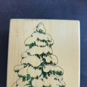 Holly Pond Hill Snowy Fir Tree Stamp Wooden block
